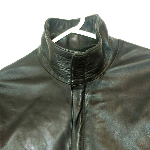 Vintage Torras Black Leather Jacket Mens Size 48 Made In Spain Pure Wool Lining - Picture 8 of 12